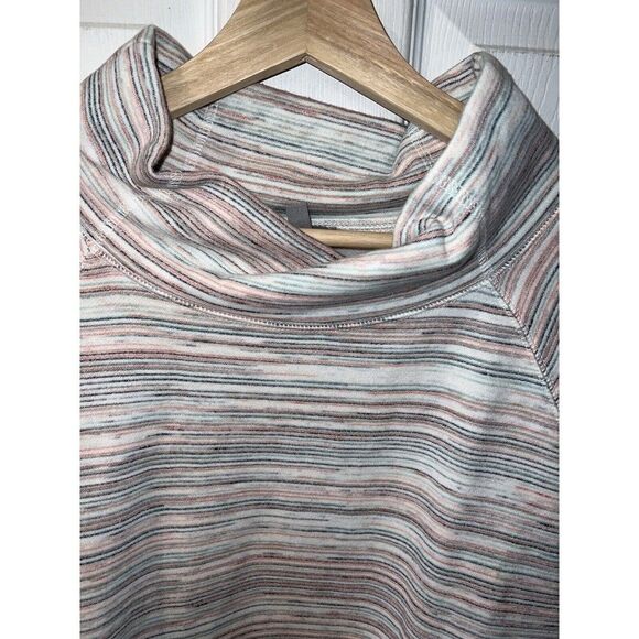 T By Talbots Top Womens 1X Striped Pullover Mock Neck Side Zip Detail Sweatshirt - Picture 2 of 8